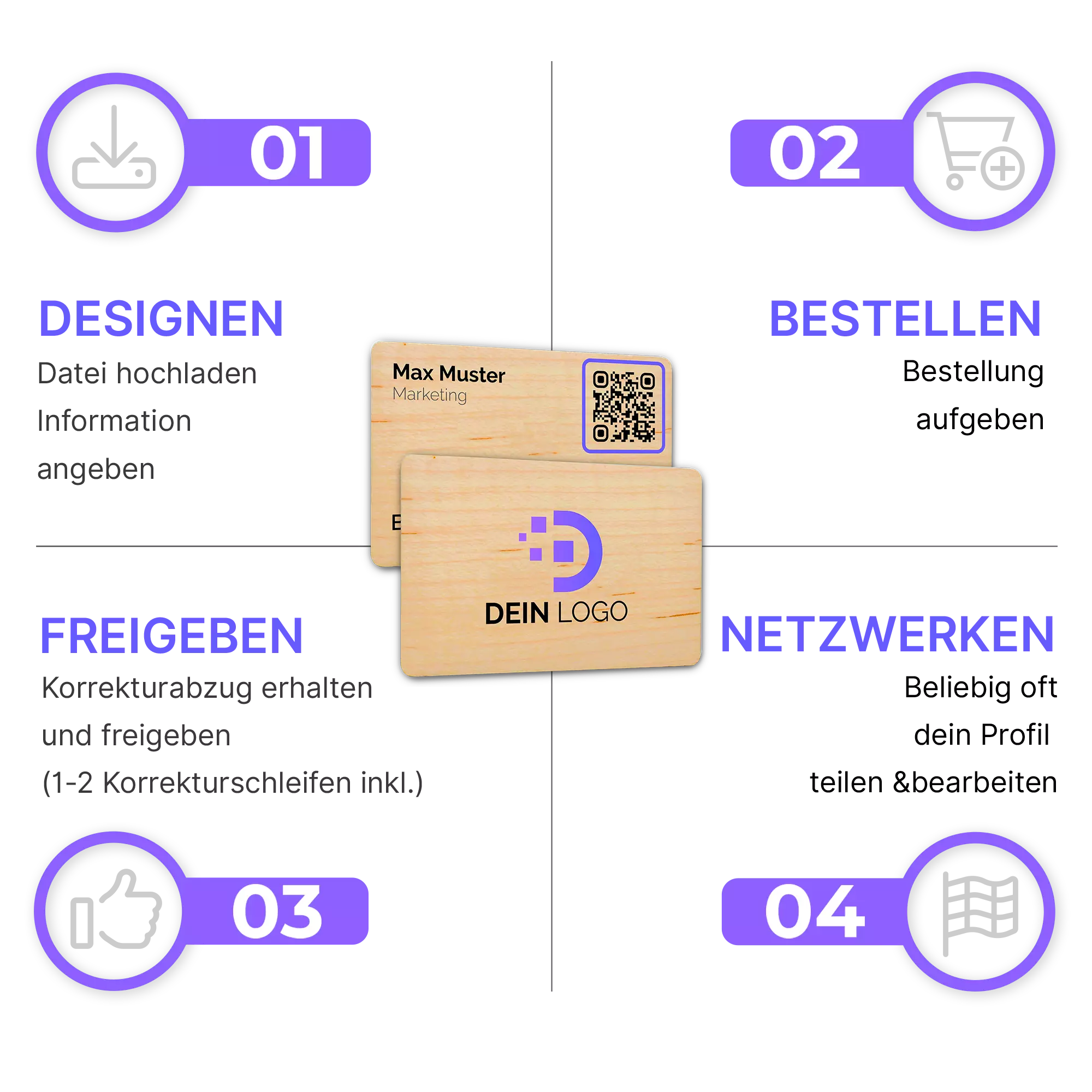 personalisierbare Holzkarte (Bambus) - Digitale Visitenkarte NFC  (4/4)